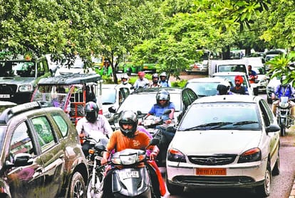 jam in many places Due to the rains in Chandigarh