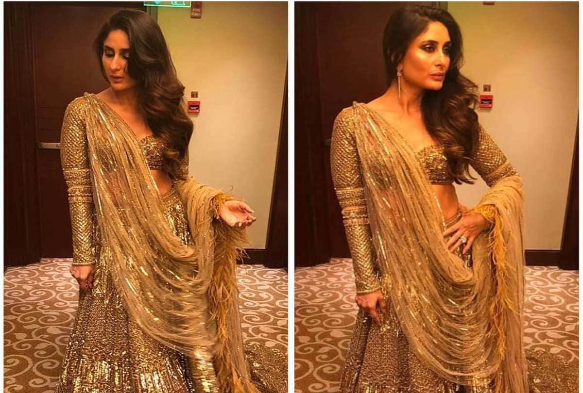 India Couture Week 2018 Kareena Kapoor In 30 Kg Gold Lehanga For Falguni And Shane Peacock