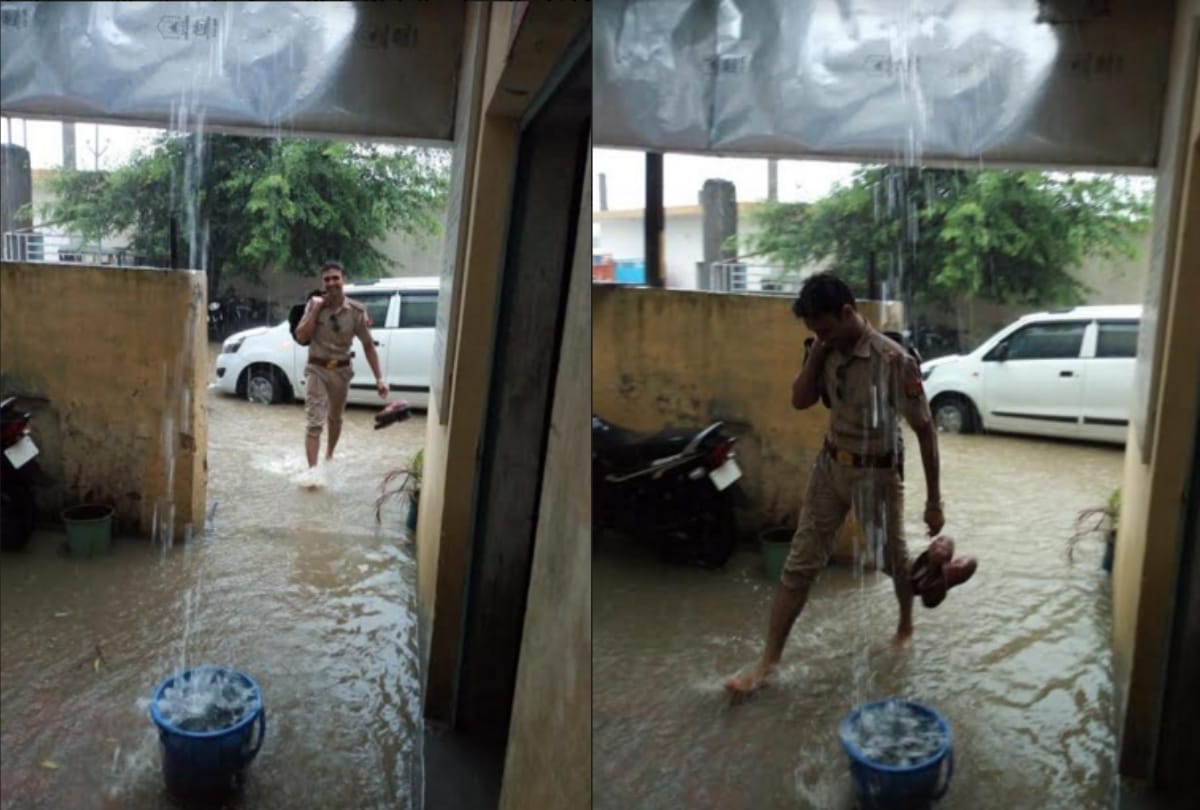 Up police officers shows courage in the heavy rain 5 special pics