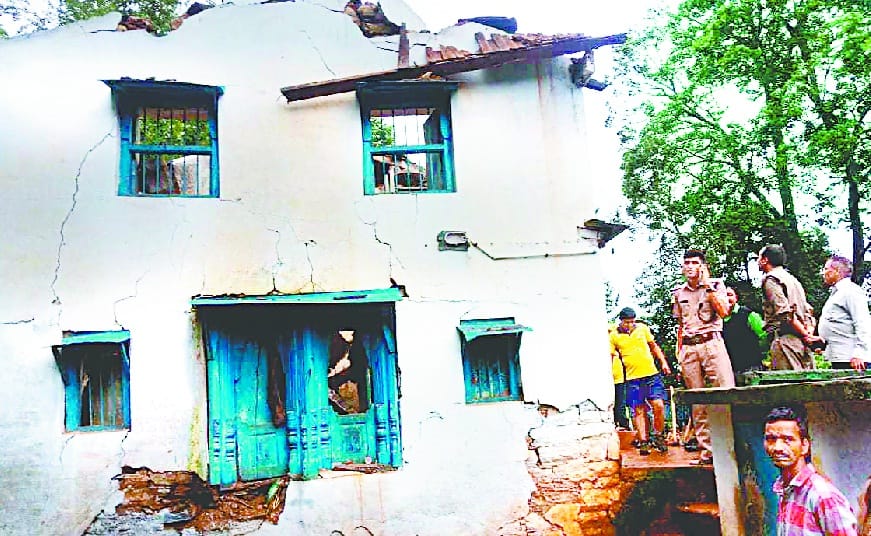 Three-storey house collapsed in Madagal village of Pithoragarh