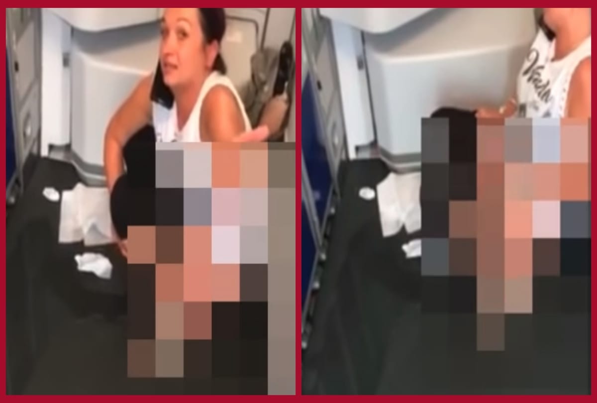 Female passenger shocking moment cought in air flight 