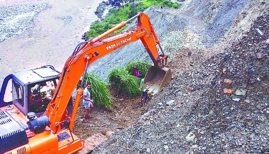 Fertile land of villagers climbing the river