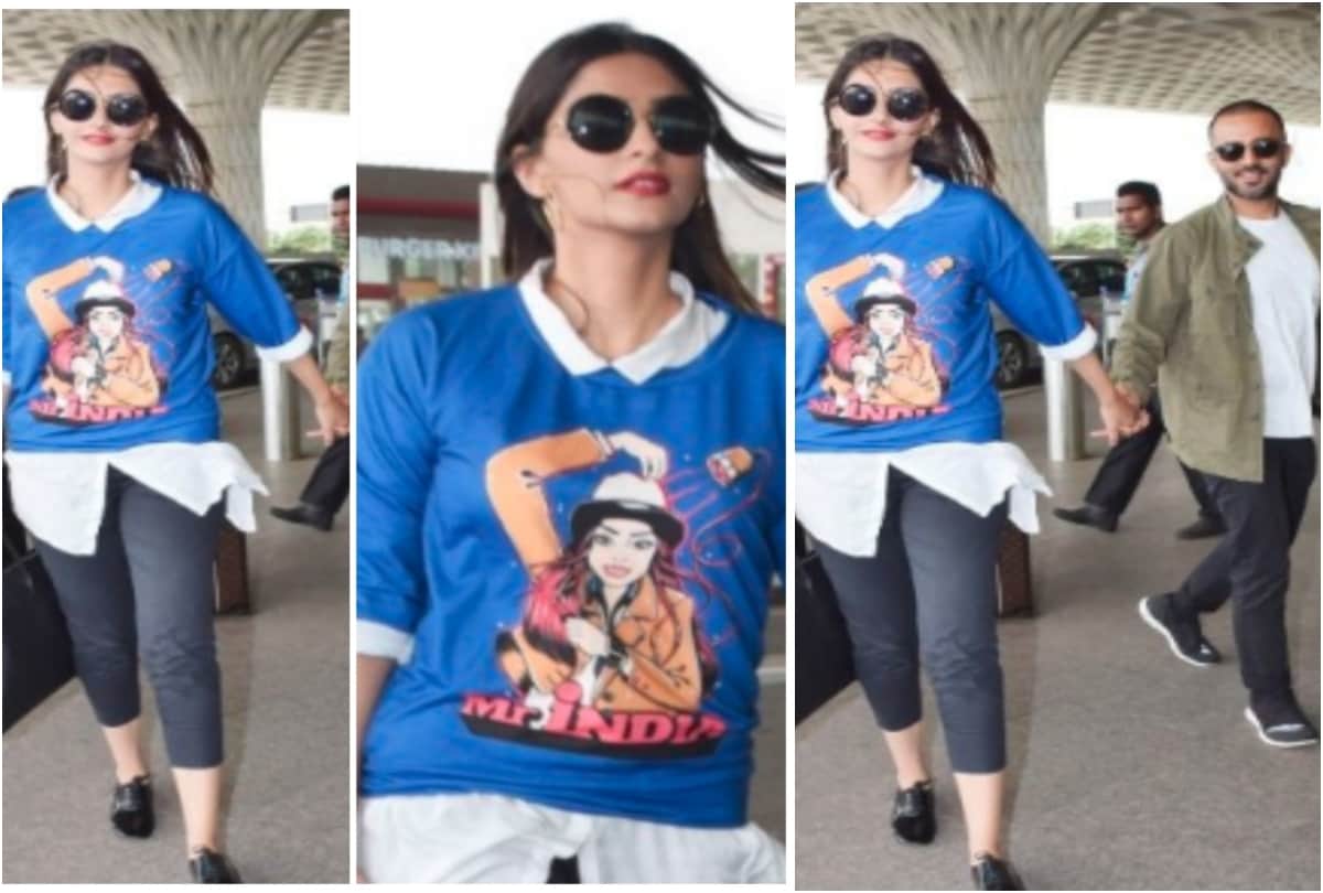 Sonam Kapoor and Anand Ahuja spotted in Mumbai airport  