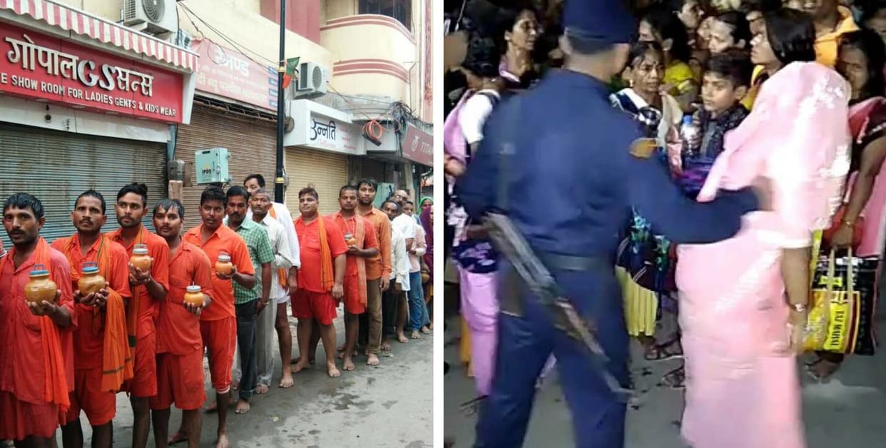varanasi become saffron on the first day of sawan