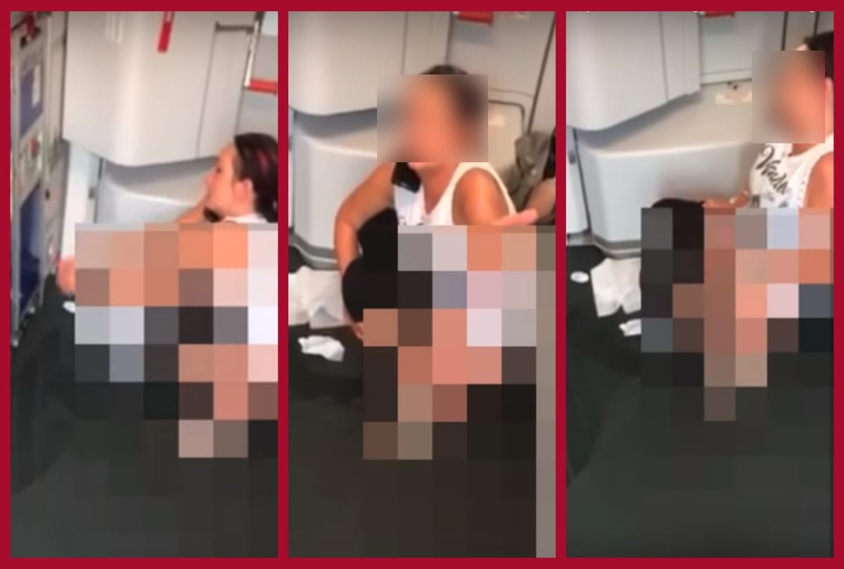 Female passenger shocking moment cought in air flight 