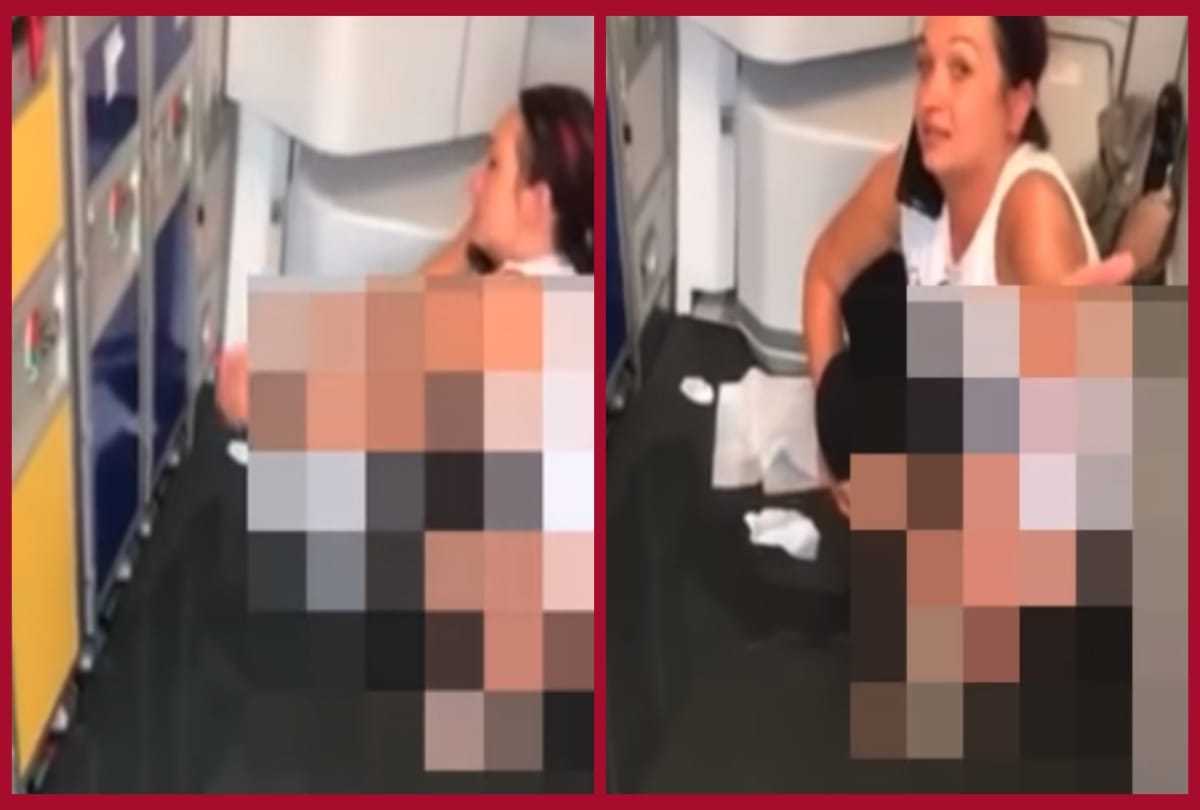 Female passenger shocking moment cought in air flight 