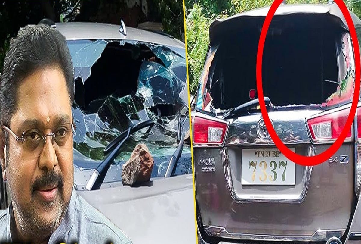 petrol bomb hurled at ttv dinakaran car in tamilnadu