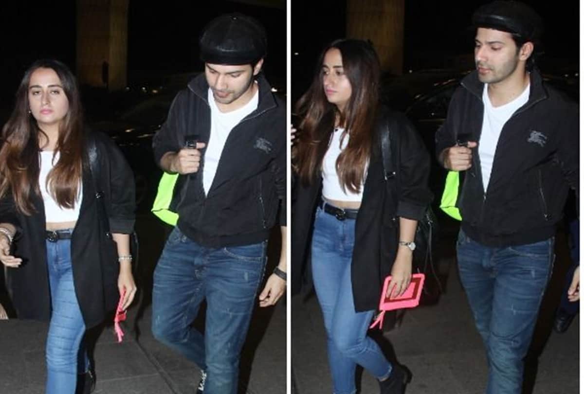 Varun Dhawan and his girlfriend Natasha Dalal at mumbai airport