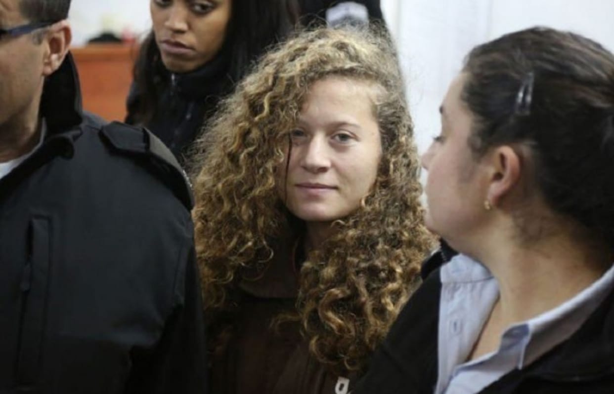 Ahed Tamimi a palestinian tean released from jail after arrested for slapped israeli troops