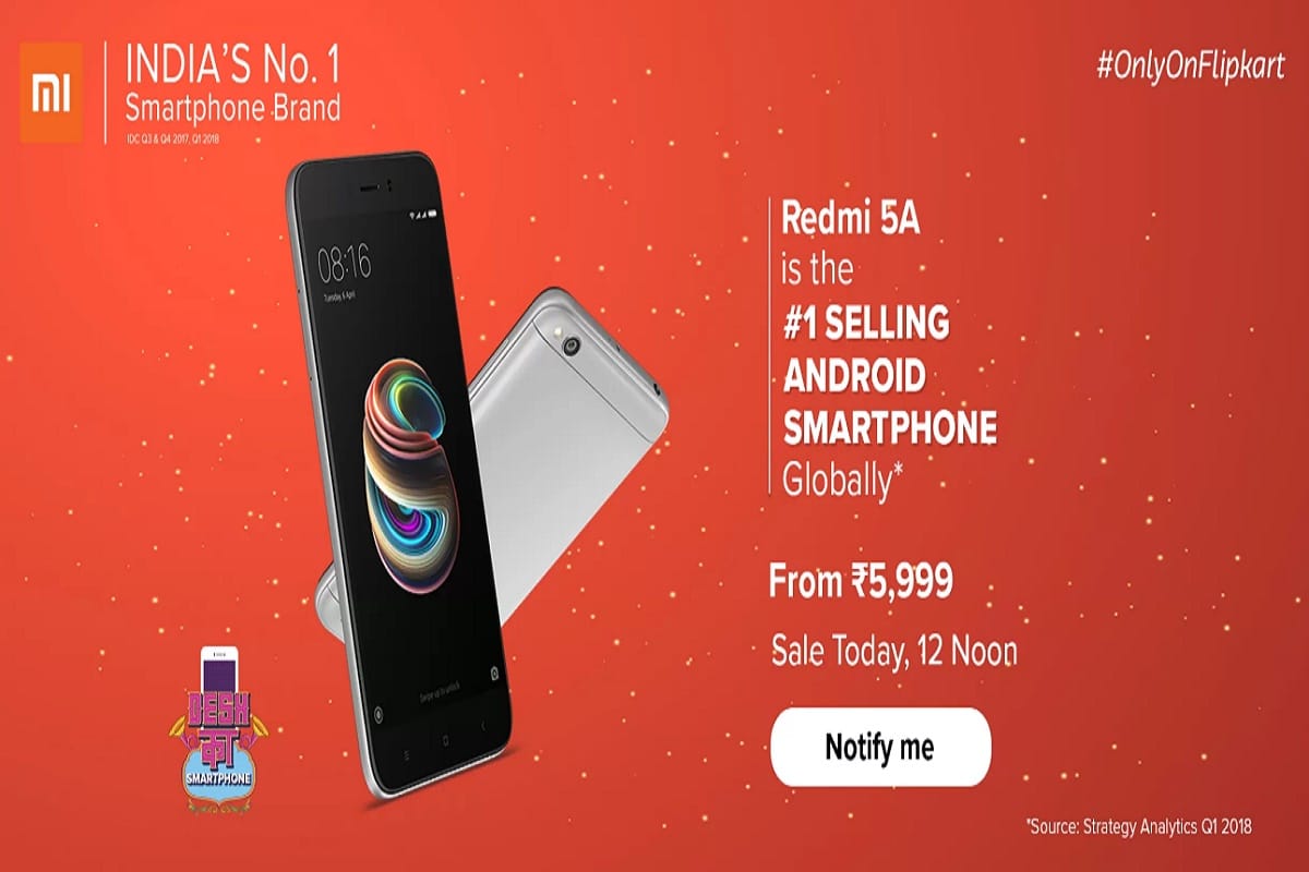 Xiaomi Redmi 5a flash sale today Via flipkart