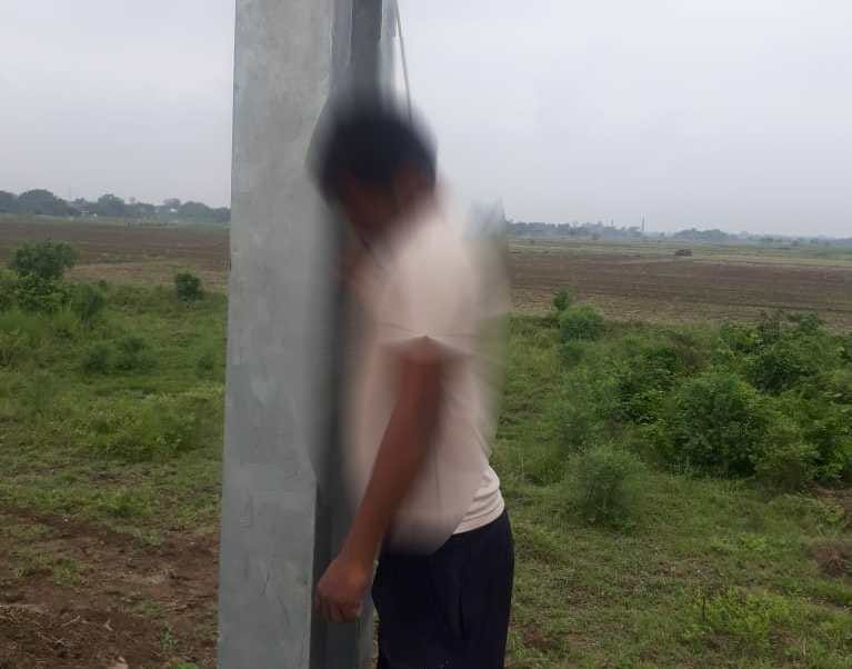 Unknown person deadbody found from electric pole at ballia