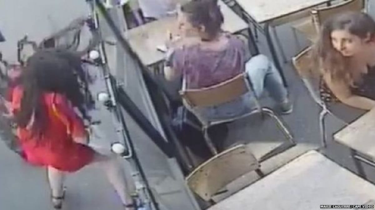 viral video a man slaped a women in paris