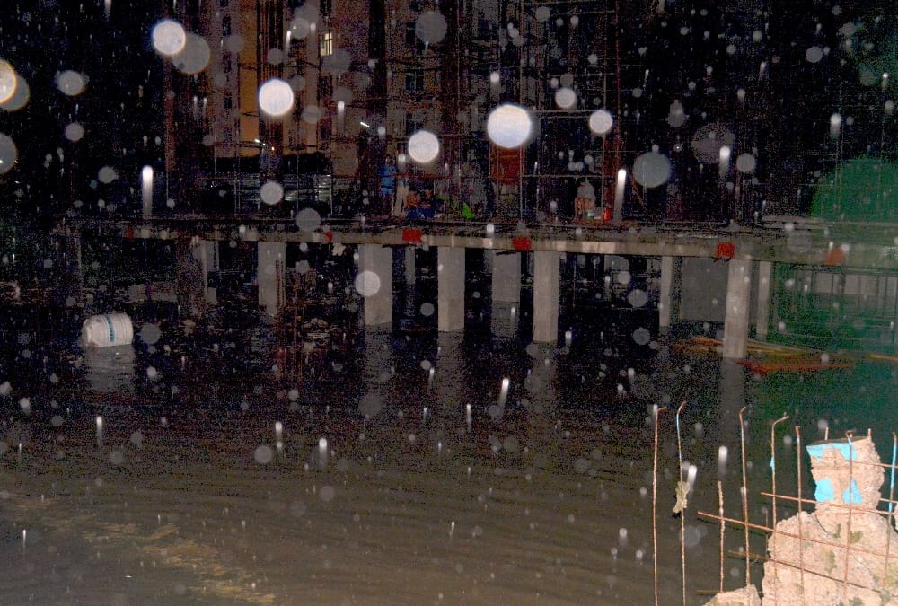 basement of apartment drowned when a wall collapsed.