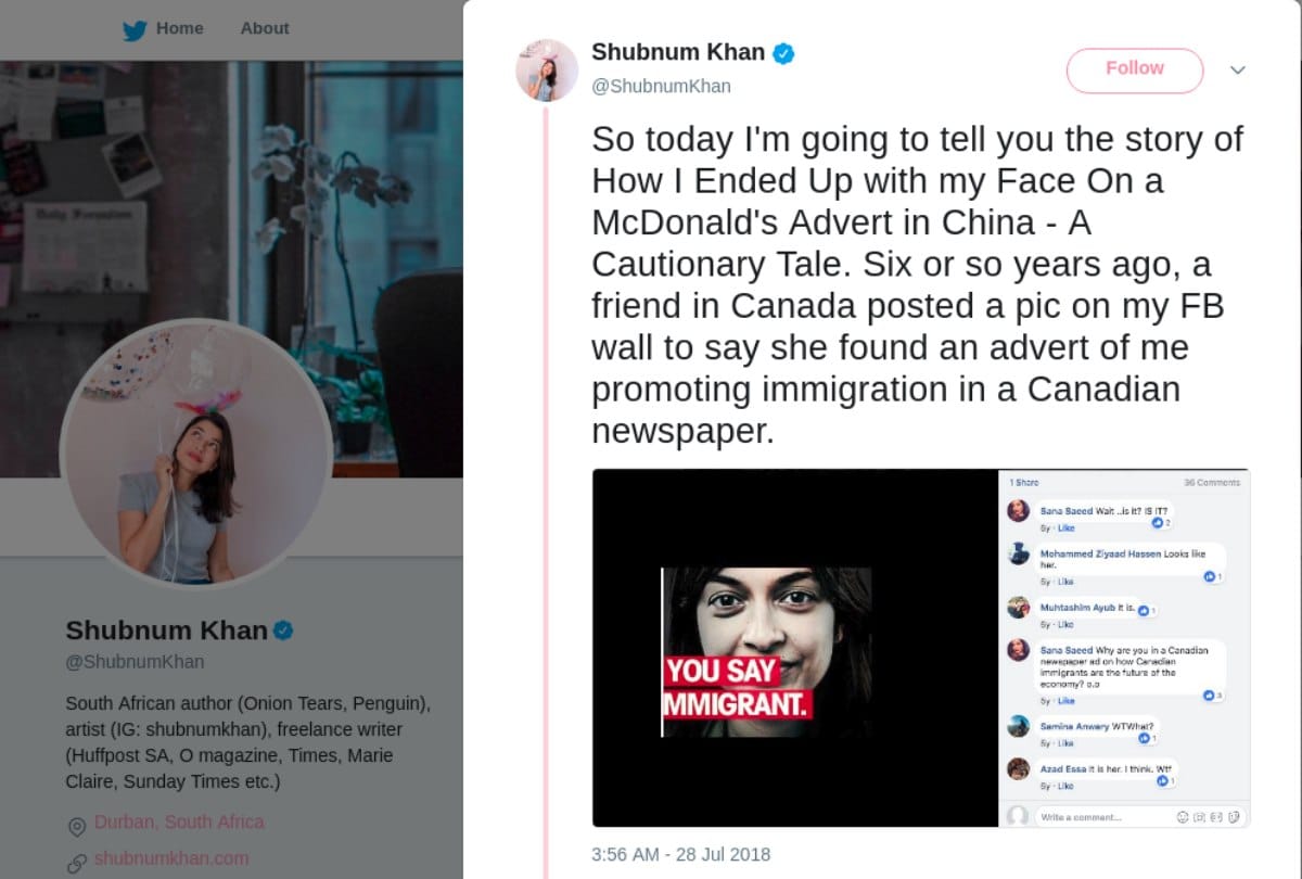 Without any Permission woman face appeared on adverts and posters 
