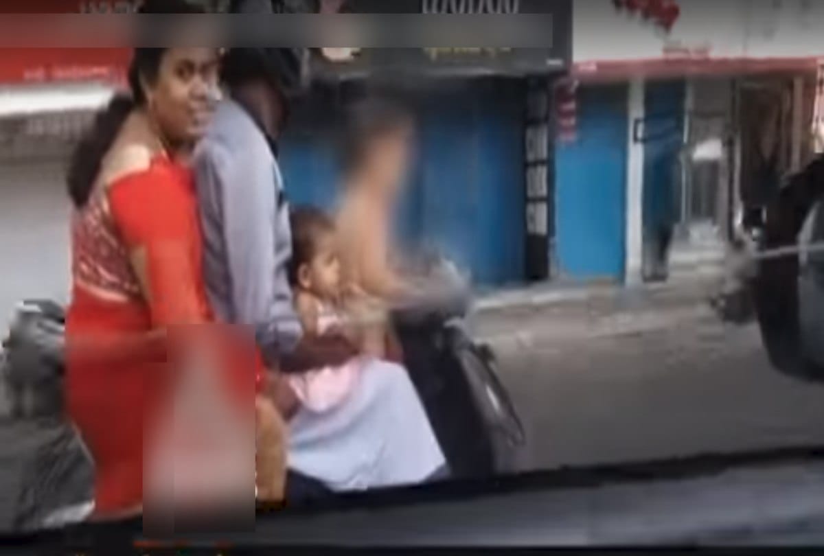 video being viral of a four year old girl who rides scooty with parents