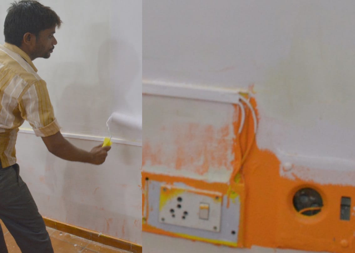 congress up headquarter painted with saffron color