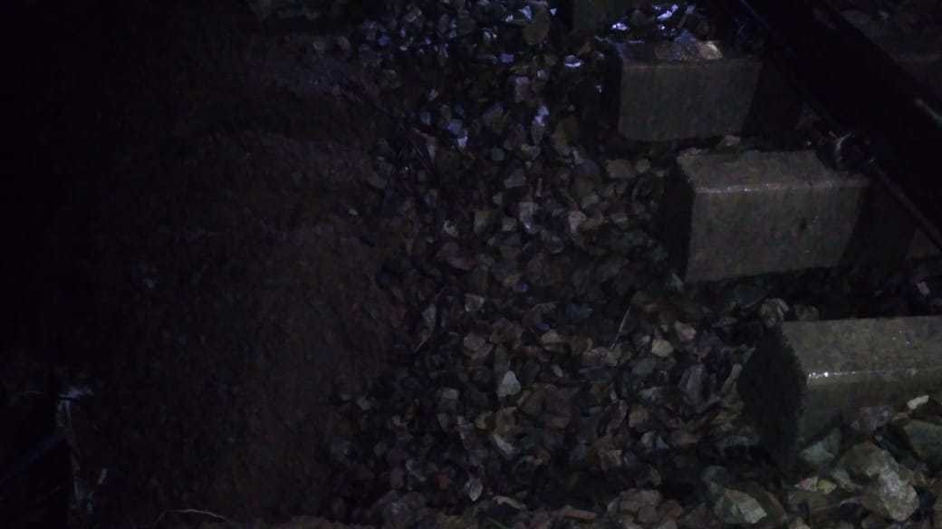 Railway track going down in mirzapur due to rain