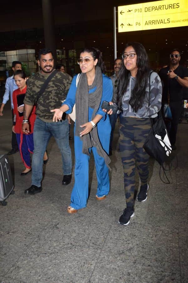 kajol and ajay devgn son yug at mumbai airport