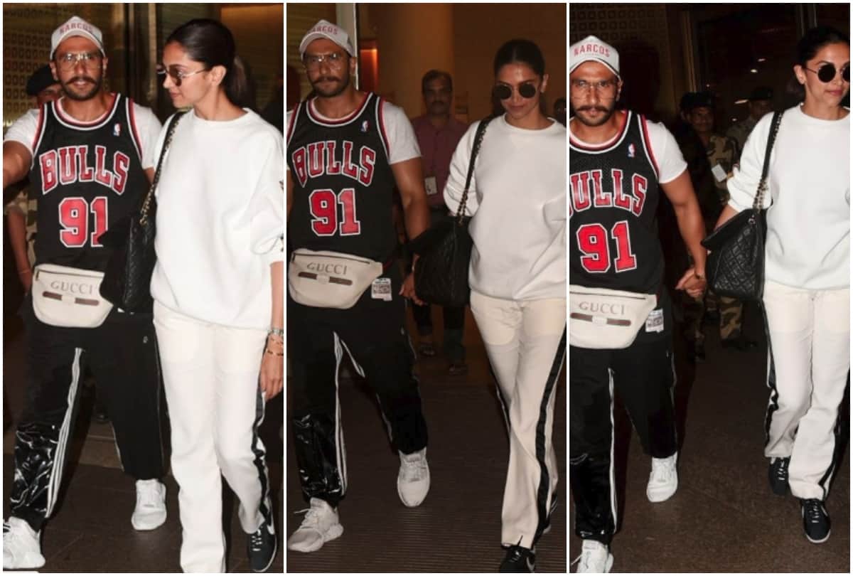 Deepika Padukone and Ranveer Singh spotted in Mumbai airport as they return from Florida 