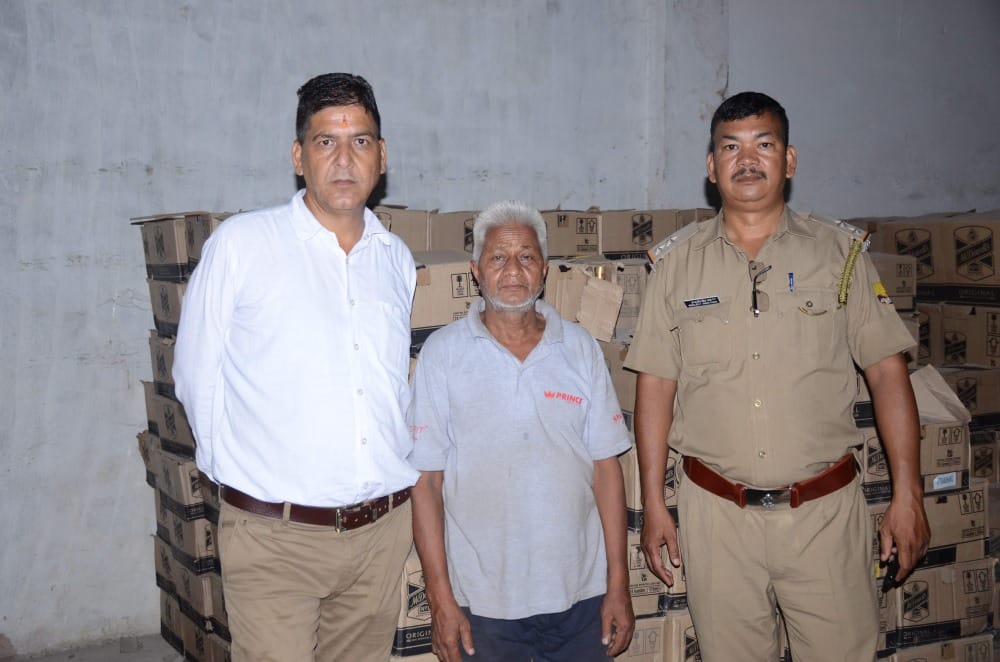 huge number of alcohol bottle in sanitary warehouse cost is two and half crore