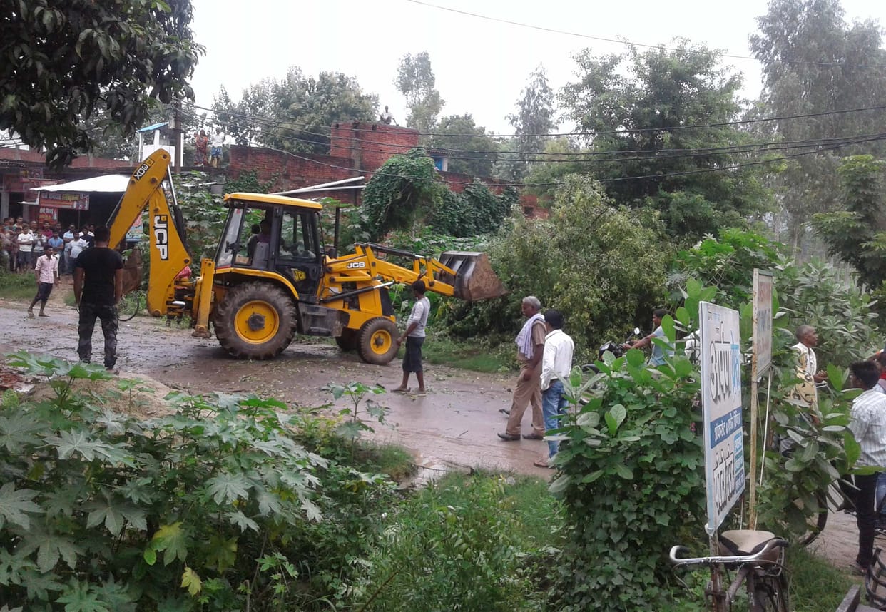Traffic obstructed due to falling trees