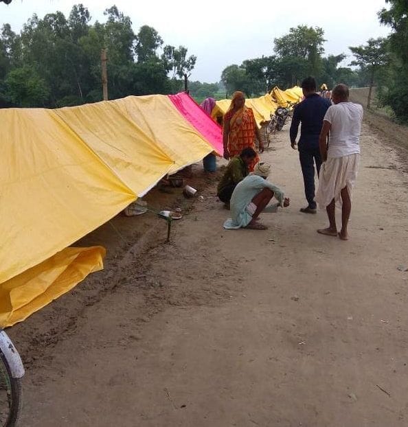 Enlarged Ghaghra, abandoned school, refugees laid on camp