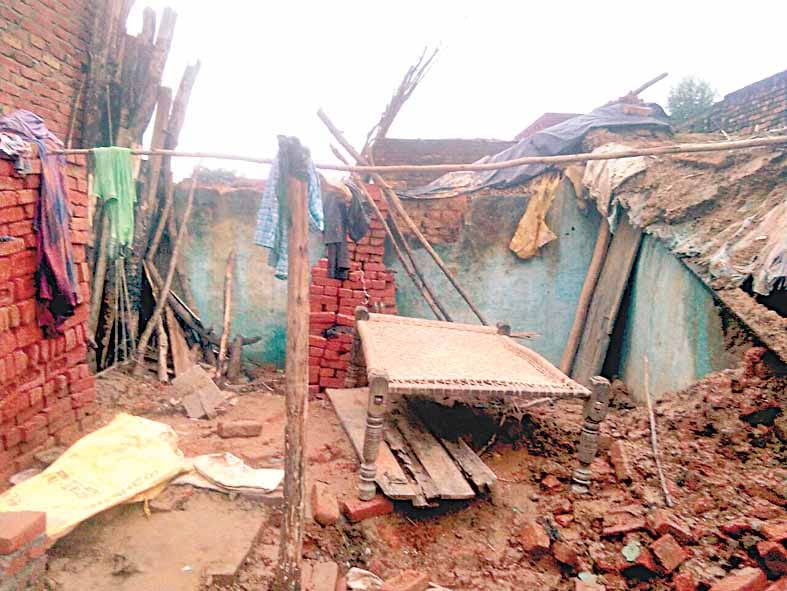 houses demolished due to rain 