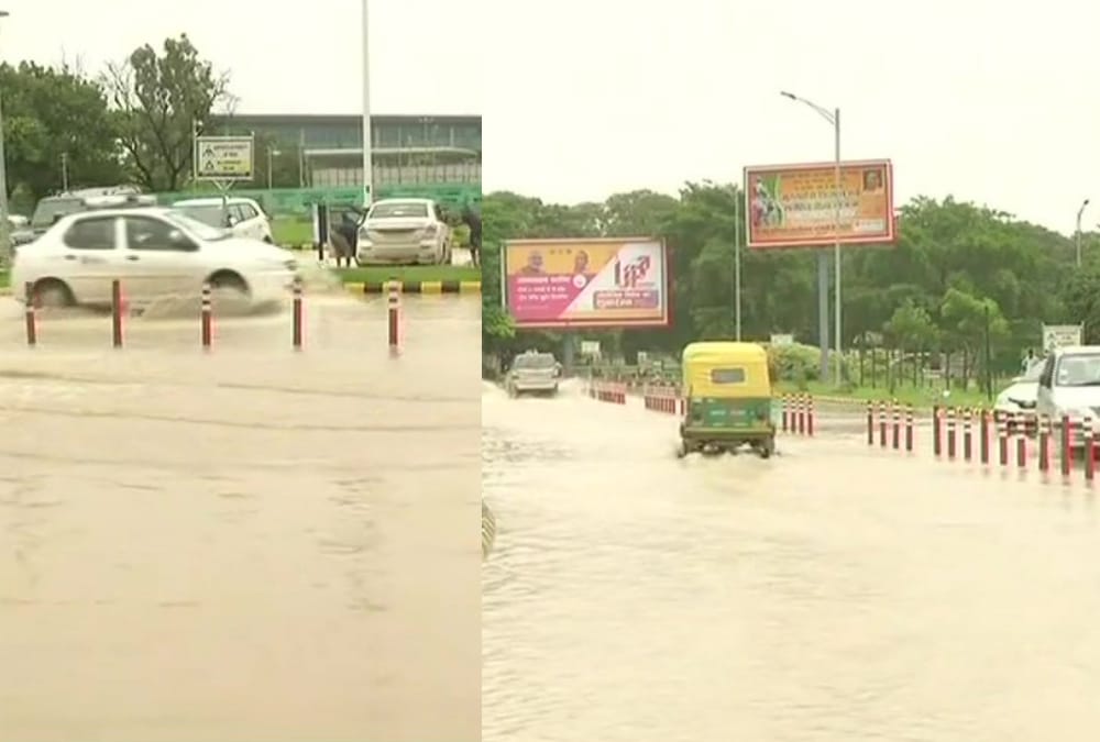 water logging at  chaudhary charan singh airport in lucknow.