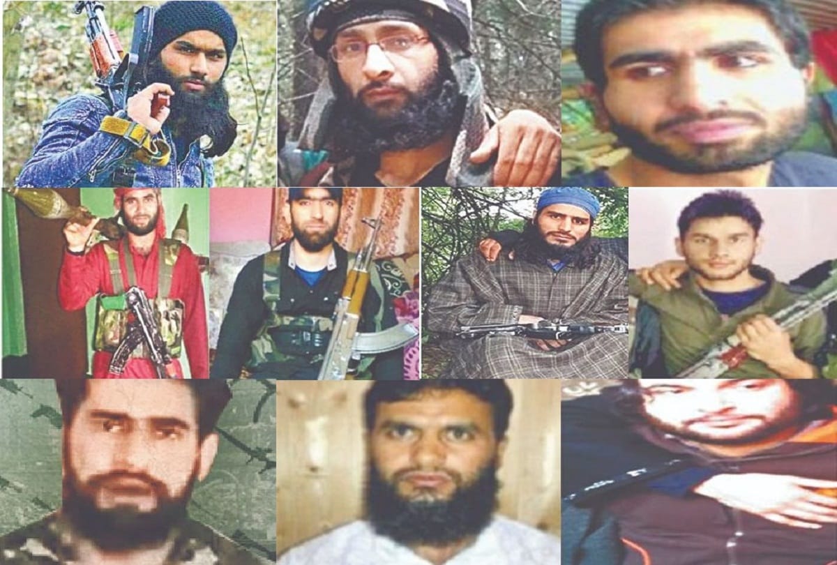 top ten militants declared by security forces in jammu kashmir