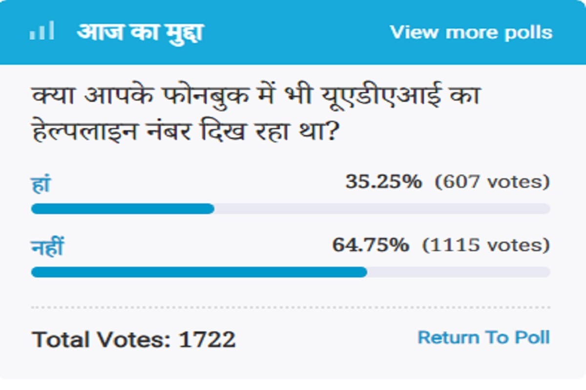  Amar Ujala Poll: The helpline number of UADAI was also not visible in the Phonebook
