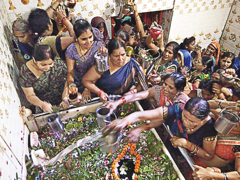 Devotees for Jalabhishek in Temples
