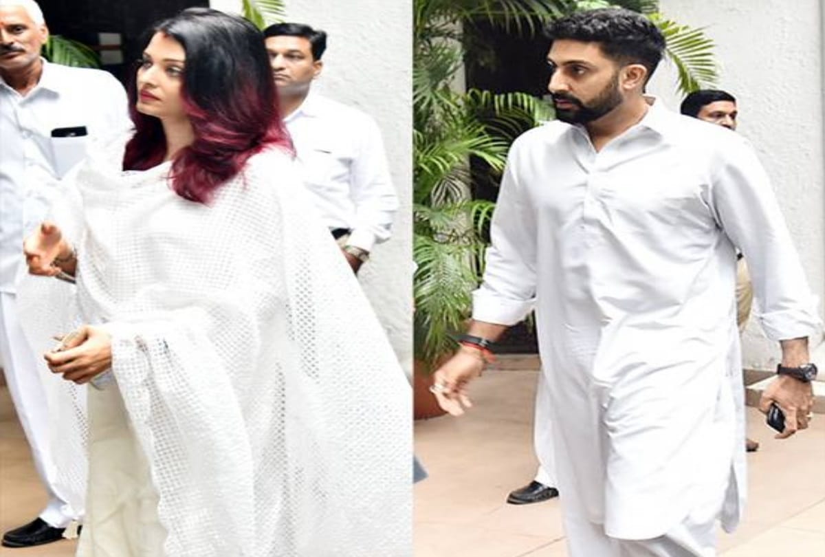 abhishek and aishwarya rai bachchan family reaches delhi to attend last rites of rajan nanda