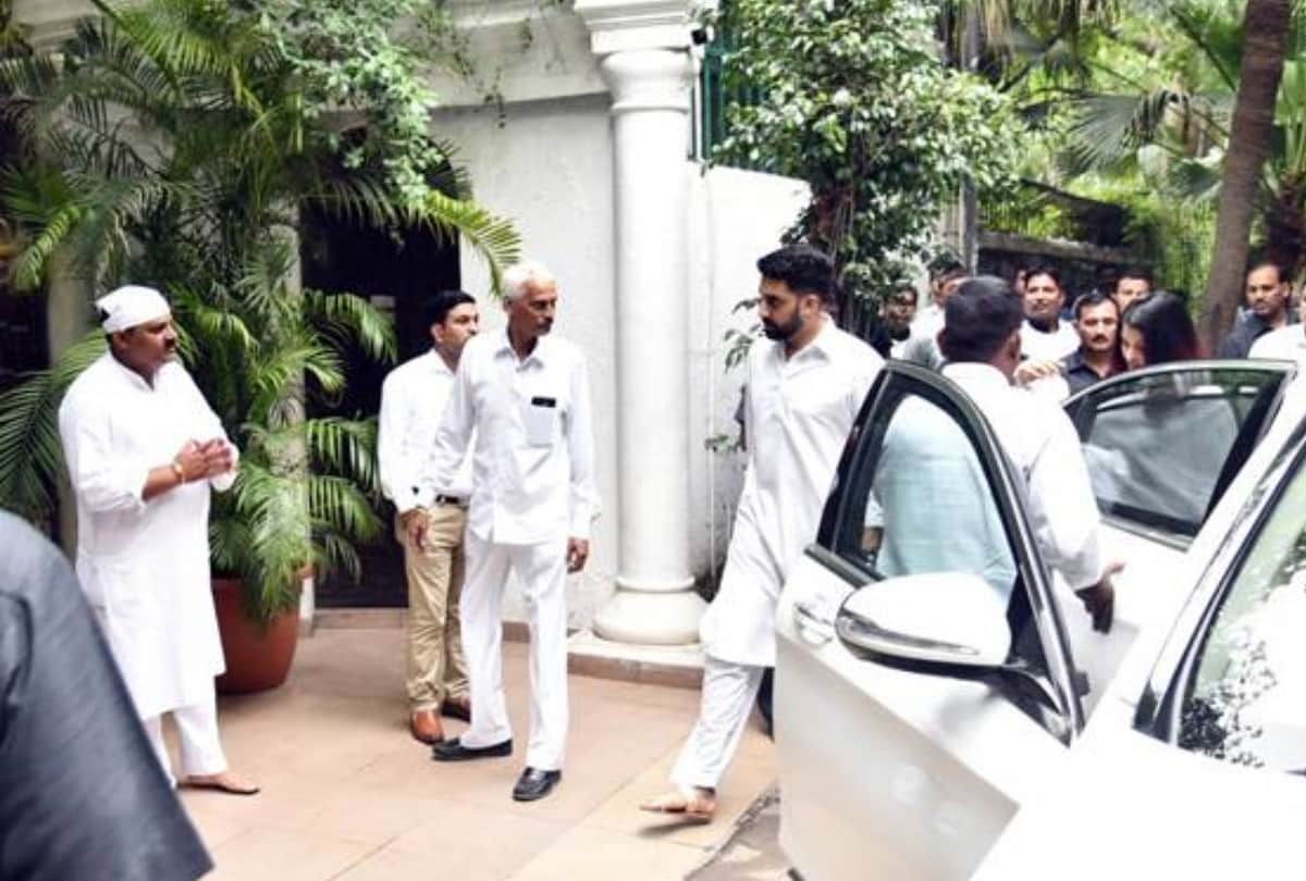 abhishek and aishwarya rai bachchan family reaches delhi to attend last rites of rajan nanda