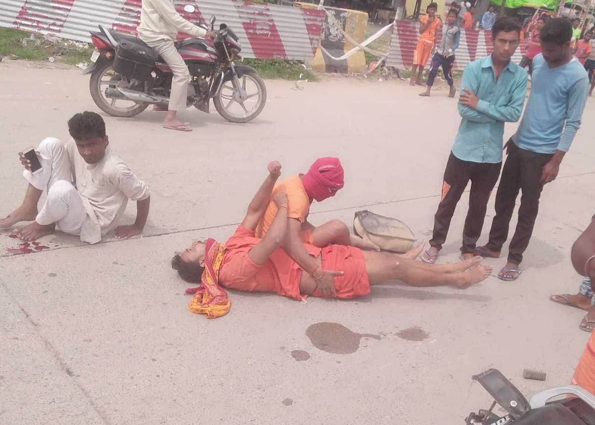 Three kanwariya injured in road accident in bhadohi
