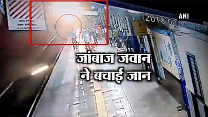 rpf jawan saves minor life from railway track in charni and man saved from thane station 