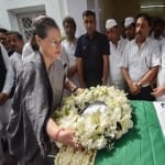 Congress chair person Sonia Gandhi pays tribute to RK Dhawan