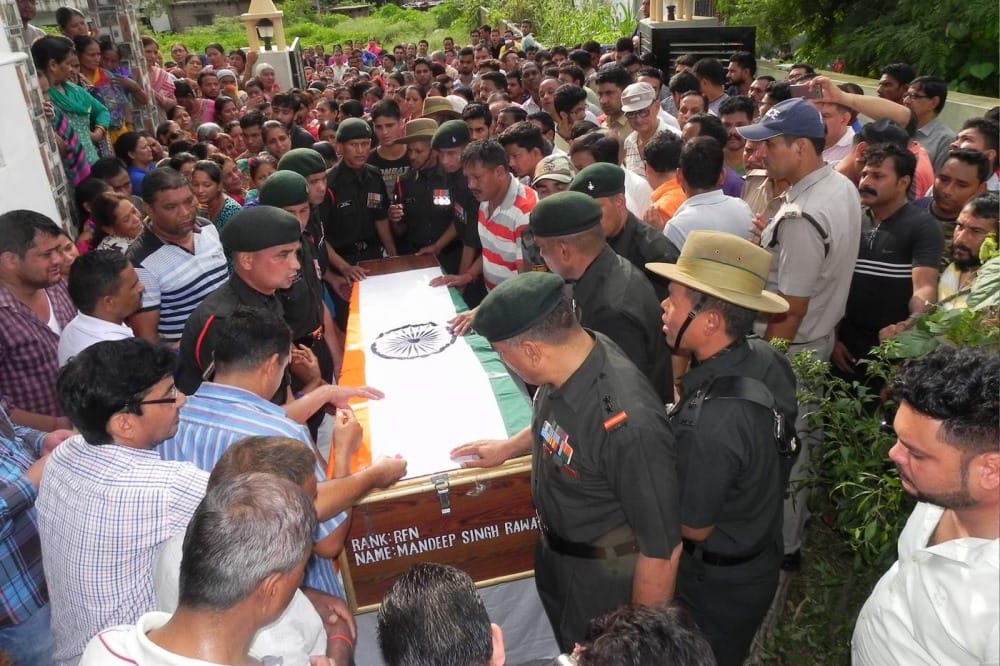 Gurez Encounter martyr mandeep singh rawat cremation