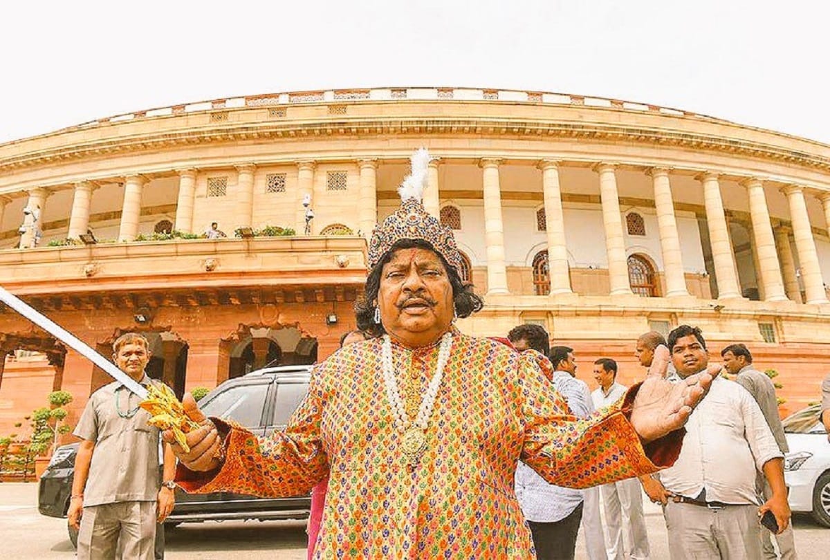 TDP mp Naramalli Sivaprasad dressed up as hitlor to protest against modi government