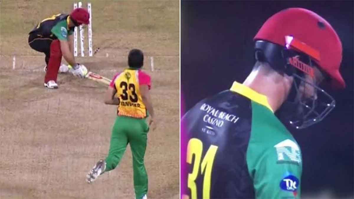 sohail tanveer gives vulgar send off to ben cutting in cpl match