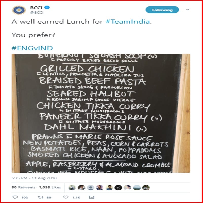 eng v ind: day 3  team india trolls after fans found beef dish on their lunch