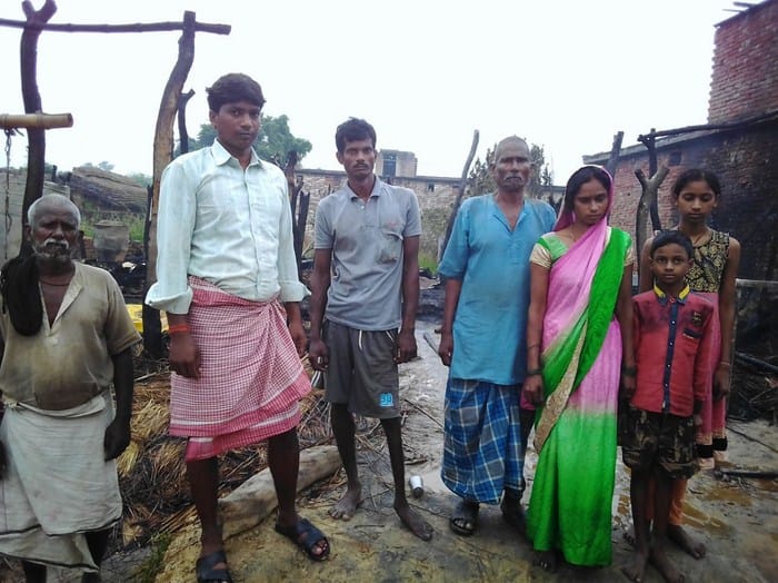 three huts burnt