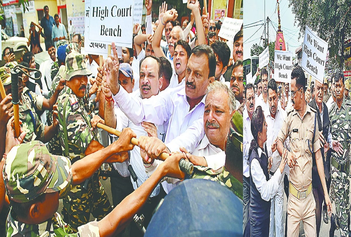 Lawyers protest in Meerut, and police officers request for peace, see photos