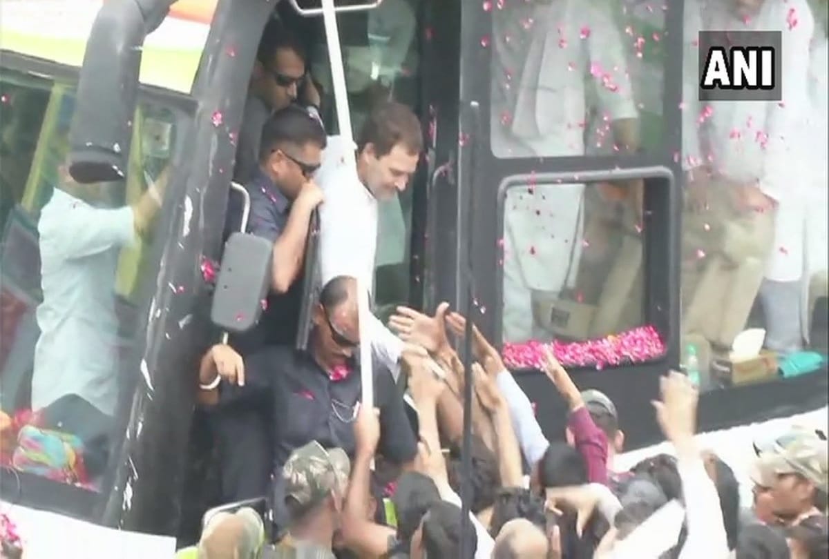 Rajasthan: Congress president Rahul Gandhi conducts a roadshow in Jaipur