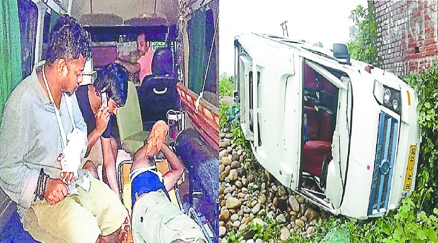 accident, devotees were going to visit Vaishno Devi, 17 people were injured in road accidents