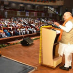 विधायक और सांसदों की बैठक लेते राष्ट्रीय अध्यक्ष अमित शाह