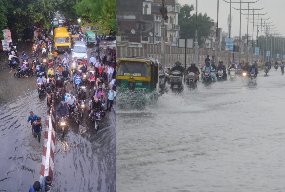 waterlogging after rain in lucknow.