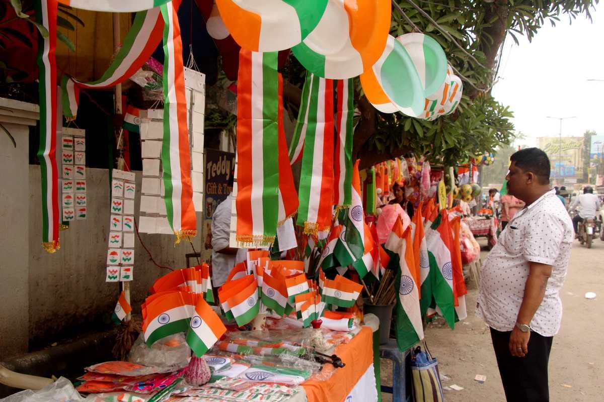 plastic flag is available in everwher at varanasi market