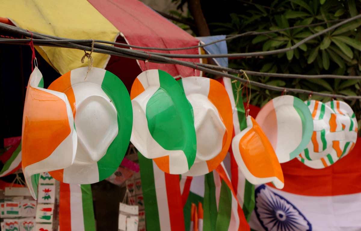plastic flag is available in everwher at varanasi market