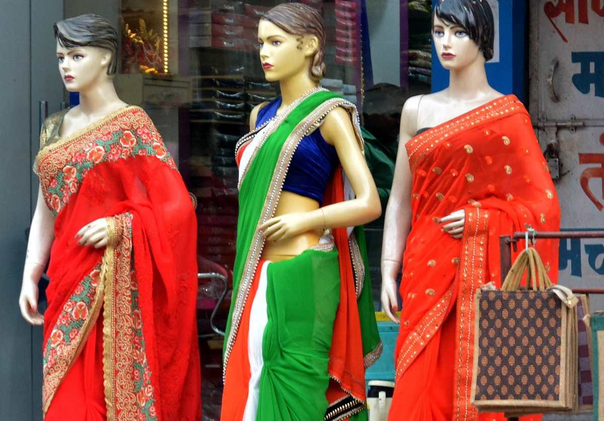 Varanasi market coloured in independence day