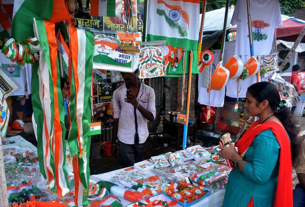 plastic flag is available in everwher at varanasi market